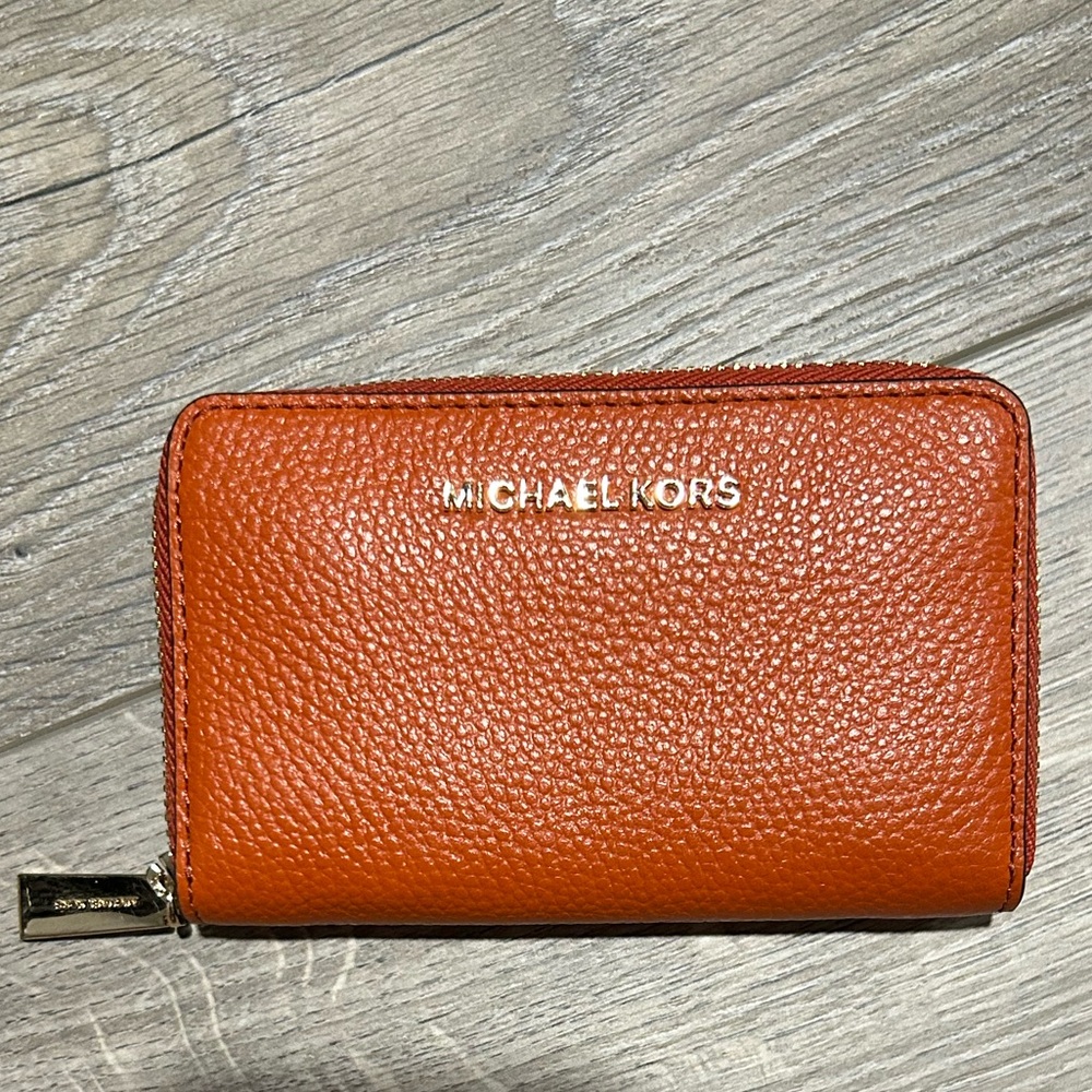 Jet Set Small Zip Around Leather Card Case / Wallet Orange - Picture 9 of 9